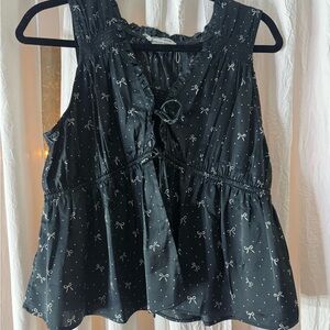 American Eagle Outfitters Black Bow Print Blouse